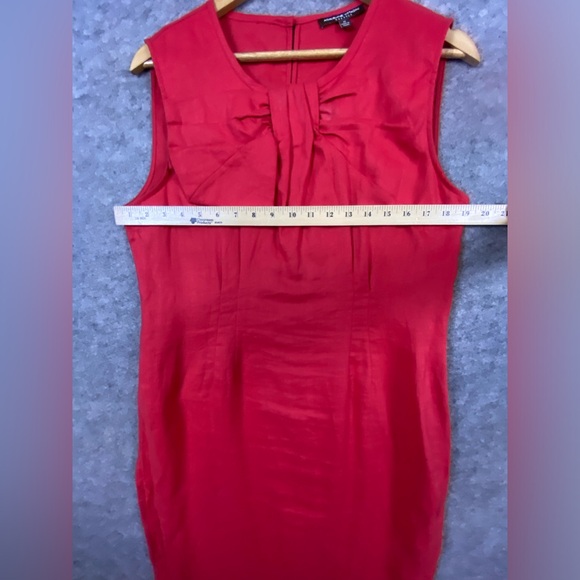 Adrienne Vittadini 100% Linen Shift Dress Size 12 Red Bow Detail Sleeveless‎ - Picture 12 of 13
